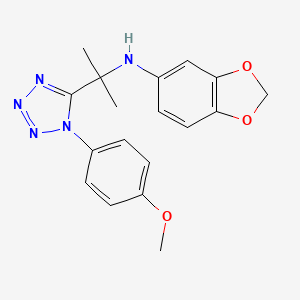 molecular formula C18H19N5O3 B11230007 N-{2-[1-(4-methoxyphenyl)-1H-tetrazol-5-yl]propan-2-yl}-1,3-benzodioxol-5-amine 