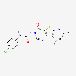 N-(4-chlorophenyl)-2-(11,13-dimethyl-6-oxo-8-thia-3,5,10-triazatricyclo[7.4.0.02,7]trideca-1(9),2(7),3,10,12-pentaen-5-yl)acetamide