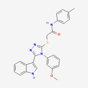 molecular formula C26H23N5O2S B11230051 2-((5-(1H-indol-3-yl)-4-(3-methoxyphenyl)-4H-1,2,4-triazol-3-yl)thio)-N-(p-tolyl)acetamide 