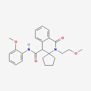 molecular formula C24H28N2O4 B11230055 2'-(2-methoxyethyl)-N-(2-methoxyphenyl)-1'-oxo-1',4'-dihydro-2'H-spiro[cyclopentane-1,3'-isoquinoline]-4'-carboxamide 