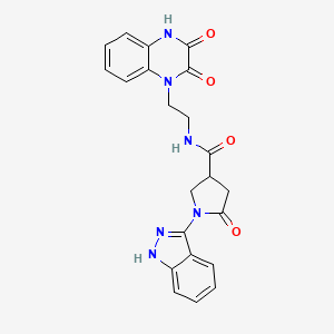 molecular formula C22H20N6O4 B11230056 N-[2-(2,3-dioxo-3,4-dihydroquinoxalin-1(2H)-yl)ethyl]-1-(1H-indazol-3-yl)-5-oxopyrrolidine-3-carboxamide 