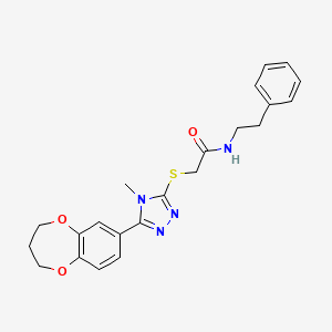 molecular formula C22H24N4O3S B11230077 2-{[5-(3,4-dihydro-2H-1,5-benzodioxepin-7-yl)-4-methyl-4H-1,2,4-triazol-3-yl]sulfanyl}-N-(2-phenylethyl)acetamide 