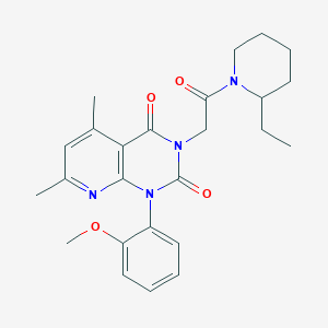 molecular formula C25H30N4O4 B11230082 3-[2-(2-ethylpiperidin-1-yl)-2-oxoethyl]-1-(2-methoxyphenyl)-5,7-dimethylpyrido[2,3-d]pyrimidine-2,4(1H,3H)-dione 