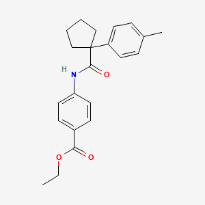 molecular formula C22H25NO3 B11230103 Ethyl 4-({[1-(4-methylphenyl)cyclopentyl]carbonyl}amino)benzoate 