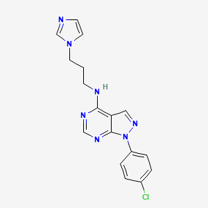 molecular formula C17H16ClN7 B11230111 1-(4-chlorophenyl)-N-[3-(1H-imidazol-1-yl)propyl]-1H-pyrazolo[3,4-d]pyrimidin-4-amine 