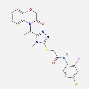 molecular formula C21H19BrFN5O3S B11230162 N-(4-bromo-2-fluorophenyl)-2-({4-methyl-5-[1-(3-oxo-2,3-dihydro-4H-1,4-benzoxazin-4-yl)ethyl]-4H-1,2,4-triazol-3-yl}sulfanyl)acetamide CAS No. 938013-62-8