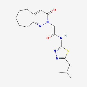 molecular formula C17H23N5O2S B11230184 N-[(2E)-5-(2-methylpropyl)-1,3,4-thiadiazol-2(3H)-ylidene]-2-(3-oxo-3,5,6,7,8,9-hexahydro-2H-cyclohepta[c]pyridazin-2-yl)acetamide 