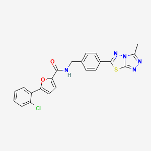 molecular formula C22H16ClN5O2S B11230252 5-(2-chlorophenyl)-N-[4-(3-methyl[1,2,4]triazolo[3,4-b][1,3,4]thiadiazol-6-yl)benzyl]furan-2-carboxamide 