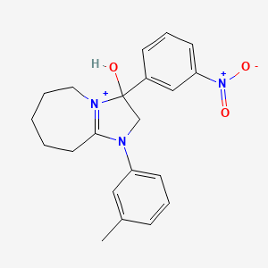 molecular formula C21H24N3O3+ B11230295 3-hydroxy-1-(3-methylphenyl)-3-(3-nitrophenyl)-2,5,6,7,8,9-hexahydro-3H-imidazo[1,2-a]azepin-1-ium 