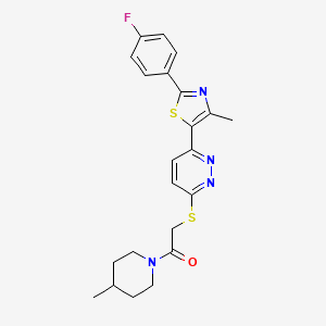 2-((6-(2-(4-Fluorophenyl)-4-methylthiazol-5-yl)pyridazin-3-yl)thio)-1-(4-methylpiperidin-1-yl)ethanone