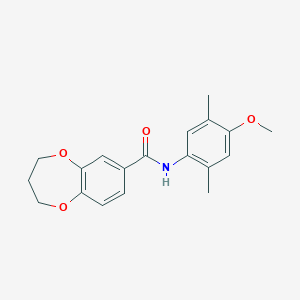 molecular formula C19H21NO4 B11230321 N-(4-methoxy-2,5-dimethylphenyl)-3,4-dihydro-2H-1,5-benzodioxepine-7-carboxamide 