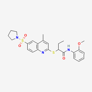 N-(2-Methoxyphenyl)-2-{[4-methyl-6-(pyrrolidine-1-sulfonyl)quinolin-2-YL]sulfanyl}butanamide