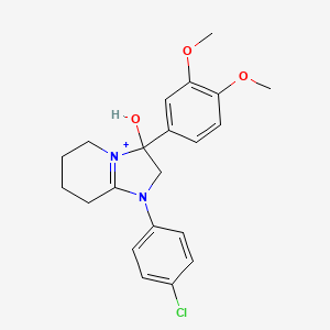 molecular formula C21H24ClN2O3+ B11230348 1-(4-Chlorophenyl)-3-(3,4-dimethoxyphenyl)-3-hydroxy-2,3,5,6,7,8-hexahydroimidazo[1,2-a]pyridin-1-ium 