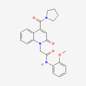 molecular formula C23H23N3O4 B11230351 N-(2-methoxyphenyl)-2-[2-oxo-4-(pyrrolidin-1-ylcarbonyl)quinolin-1(2H)-yl]acetamide 