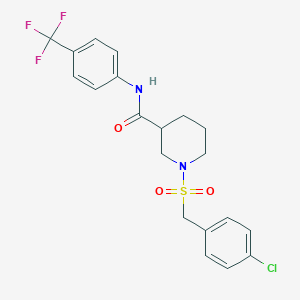 molecular formula C20H20ClF3N2O3S B11230353 1-[(4-chlorobenzyl)sulfonyl]-N-[4-(trifluoromethyl)phenyl]piperidine-3-carboxamide 