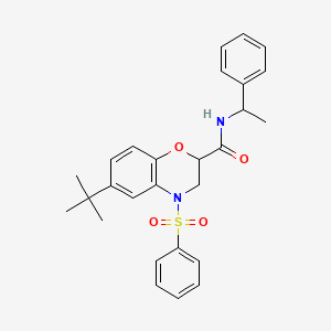 6-tert-butyl-N-(1-phenylethyl)-4-(phenylsulfonyl)-3,4-dihydro-2H-1,4-benzoxazine-2-carboxamide