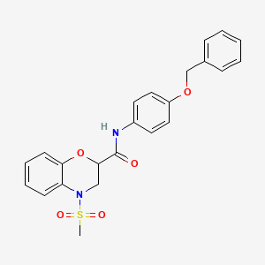 molecular formula C23H22N2O5S B11230406 N-[4-(benzyloxy)phenyl]-4-(methylsulfonyl)-3,4-dihydro-2H-1,4-benzoxazine-2-carboxamide 