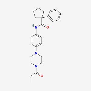 molecular formula C25H31N3O2 B11230413 1-phenyl-N-[4-(4-propanoylpiperazin-1-yl)phenyl]cyclopentanecarboxamide 