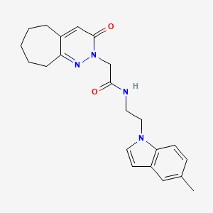 molecular formula C22H26N4O2 B11230434 N-[2-(5-methyl-1H-indol-1-yl)ethyl]-2-(3-oxo-3,5,6,7,8,9-hexahydro-2H-cyclohepta[c]pyridazin-2-yl)acetamide 