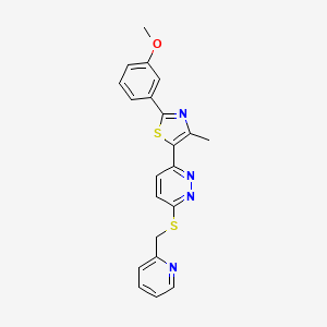 2-(3-Methoxyphenyl)-4-methyl-5-(6-((pyridin-2-ylmethyl)thio)pyridazin-3-yl)thiazole