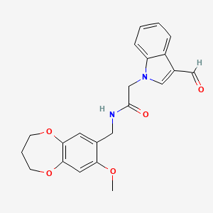 2-(3-formyl-1H-indol-1-yl)-N-[(8-methoxy-3,4-dihydro-2H-1,5-benzodioxepin-7-yl)methyl]acetamide