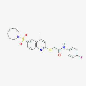 2-{[6-(Azepane-1-sulfonyl)-4-methylquinolin-2-YL]sulfanyl}-N-(4-fluorophenyl)acetamide