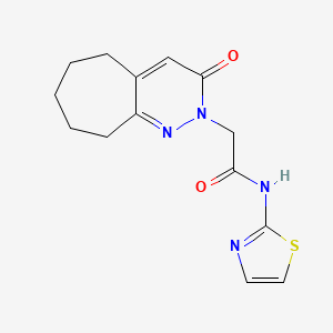 molecular formula C14H16N4O2S B11230469 2-(3-oxo-3,5,6,7,8,9-hexahydro-2H-cyclohepta[c]pyridazin-2-yl)-N-(1,3-thiazol-2-yl)acetamide 