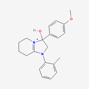 3-Hydroxy-3-(4-methoxyphenyl)-1-(2-methylphenyl)-2,3,5,6,7,8-hexahydroimidazo[1,2-a]pyridin-1-ium