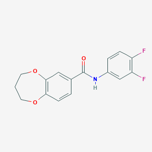 molecular formula C16H13F2NO3 B11230489 N-(3,4-difluorophenyl)-3,4-dihydro-2H-1,5-benzodioxepine-7-carboxamide 