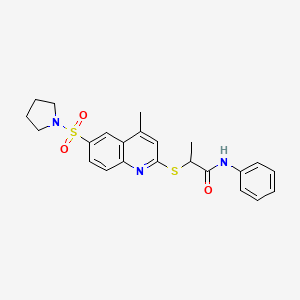 2-{[4-Methyl-6-(pyrrolidine-1-sulfonyl)quinolin-2-YL]sulfanyl}-N-phenylpropanamide