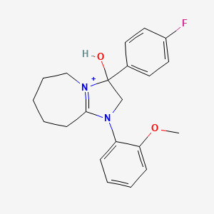 3-(4-fluorophenyl)-3-hydroxy-1-(2-methoxyphenyl)-2,5,6,7,8,9-hexahydro-3H-imidazo[1,2-a]azepin-1-ium