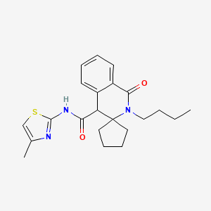 molecular formula C22H27N3O2S B11230502 2'-butyl-N-(4-methylthiazol-2-yl)-1'-oxo-2',4'-dihydro-1'H-spiro[cyclopentane-1,3'-isoquinoline]-4'-carboxamide 