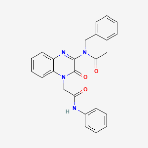 molecular formula C25H22N4O3 B11230516 N-Benzyl-N-{3-oxo-4-[(phenylcarbamoyl)methyl]-3,4-dihydroquinoxalin-2-YL}acetamide 