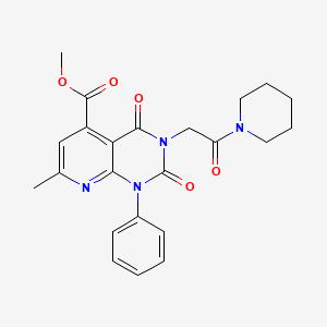 molecular formula C23H24N4O5 B11230554 Methyl 7-methyl-2,4-dioxo-3-[2-oxo-2-(piperidin-1-yl)ethyl]-1-phenyl-1,2,3,4-tetrahydropyrido[2,3-d]pyrimidine-5-carboxylate 