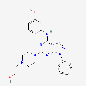 molecular formula C24H27N7O2 B11230556 2-(4-{4-[(3-methoxyphenyl)amino]-1-phenyl-1H-pyrazolo[3,4-d]pyrimidin-6-yl}piperazin-1-yl)ethanol 