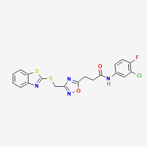 3-{3-[(1,3-benzothiazol-2-ylsulfanyl)methyl]-1,2,4-oxadiazol-5-yl}-N-(3-chloro-4-fluorophenyl)propanamide