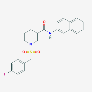 molecular formula C23H23FN2O3S B11230570 1-[(4-fluorobenzyl)sulfonyl]-N-(naphthalen-2-yl)piperidine-3-carboxamide 