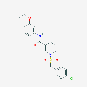 molecular formula C22H27ClN2O4S B11230598 1-[(4-chlorobenzyl)sulfonyl]-N-[3-(propan-2-yloxy)phenyl]piperidine-3-carboxamide 