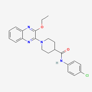 molecular formula C22H23ClN4O2 B11230625 N-(4-chlorophenyl)-1-(3-ethoxyquinoxalin-2-yl)piperidine-4-carboxamide 