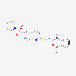 molecular formula C25H29N3O4S2 B11230646 N-(2-Ethoxyphenyl)-2-{[4-methyl-6-(piperidine-1-sulfonyl)quinolin-2-YL]sulfanyl}acetamide 