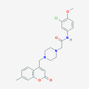 molecular formula C24H26ClN3O4 B11230650 N-(3-chloro-4-methoxyphenyl)-2-{4-[(7-methyl-2-oxo-2H-chromen-4-yl)methyl]piperazin-1-yl}acetamide 