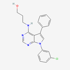 molecular formula C21H19ClN4O B11230661 3-{[7-(3-chlorophenyl)-5-phenyl-7H-pyrrolo[2,3-d]pyrimidin-4-yl]amino}propan-1-ol 