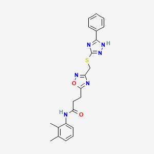 molecular formula C22H22N6O2S B11230671 N-(2,3-dimethylphenyl)-3-(3-{[(5-phenyl-4H-1,2,4-triazol-3-yl)sulfanyl]methyl}-1,2,4-oxadiazol-5-yl)propanamide 