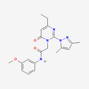 molecular formula C20H23N5O3 B11230700 2-(2-(3,5-dimethyl-1H-pyrazol-1-yl)-4-ethyl-6-oxopyrimidin-1(6H)-yl)-N-(3-methoxyphenyl)acetamide 