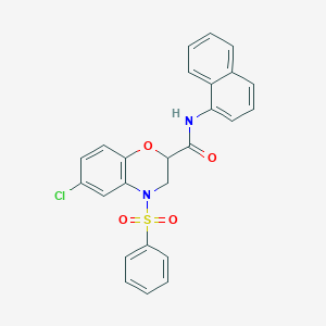 molecular formula C25H19ClN2O4S B11230703 6-chloro-N-(naphthalen-1-yl)-4-(phenylsulfonyl)-3,4-dihydro-2H-1,4-benzoxazine-2-carboxamide 