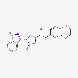 molecular formula C20H18N4O4 B11230717 N-(2,3-dihydro-1,4-benzodioxin-6-yl)-1-(1H-indazol-3-yl)-5-oxopyrrolidine-3-carboxamide 