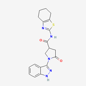 molecular formula C19H19N5O2S B11230720 1-(1H-indazol-3-yl)-5-oxo-N-(4,5,6,7-tetrahydro-1,3-benzothiazol-2-yl)pyrrolidine-3-carboxamide 