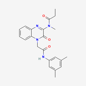 molecular formula C22H24N4O3 B11230741 N-(4-{2-[(3,5-dimethylphenyl)amino]-2-oxoethyl}-3-oxo-3,4-dihydroquinoxalin-2-yl)-N-methylpropanamide 