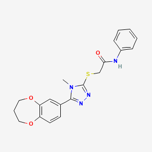 molecular formula C20H20N4O3S B11230746 2-{[5-(3,4-dihydro-2H-1,5-benzodioxepin-7-yl)-4-methyl-4H-1,2,4-triazol-3-yl]sulfanyl}-N-phenylacetamide 