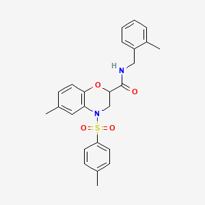 molecular formula C25H26N2O4S B11230763 6-methyl-N-(2-methylbenzyl)-4-[(4-methylphenyl)sulfonyl]-3,4-dihydro-2H-1,4-benzoxazine-2-carboxamide 